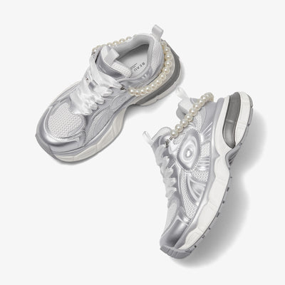 BeauToday  Fashion Casual Chunky Sneakers with Pearl Chain Design for Women
