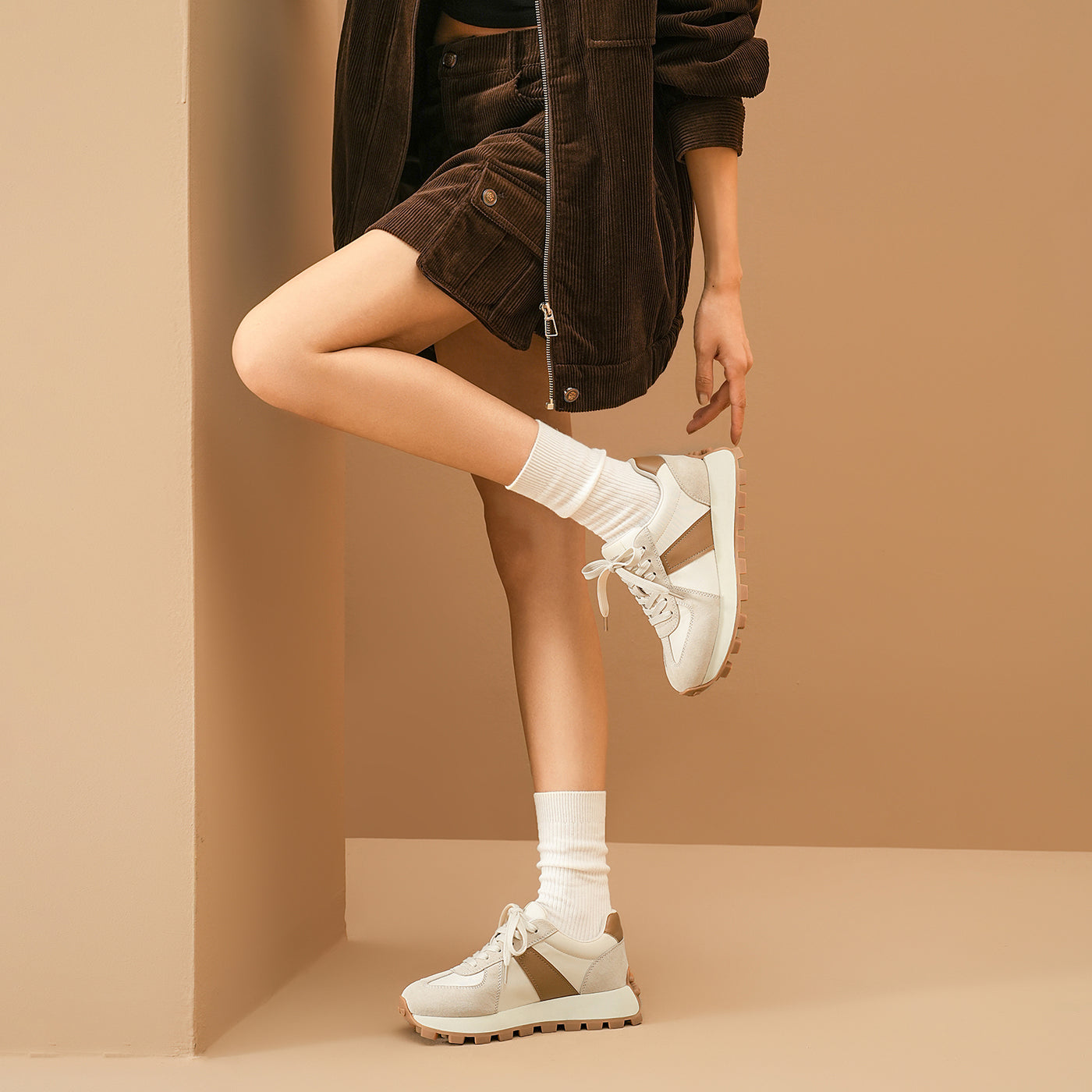 BeauToday Retro Tennis Trainers with Breathable Mesh for Women