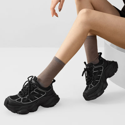 BeauToday Chunky Platform  Fashion Sneakers with Lace Up  for Women