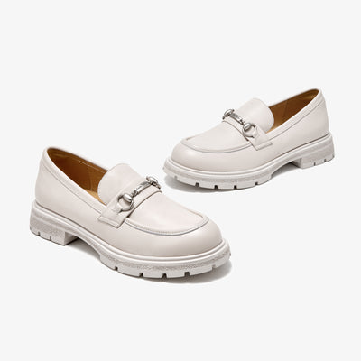 BeauToday Platform Cow Leather Loafers for Women