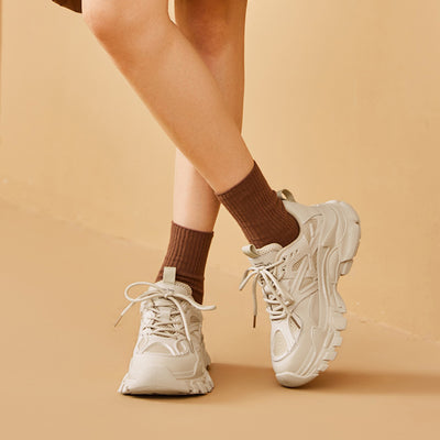 BeauToday Chunky Sole Lace Up Sneakers for Women