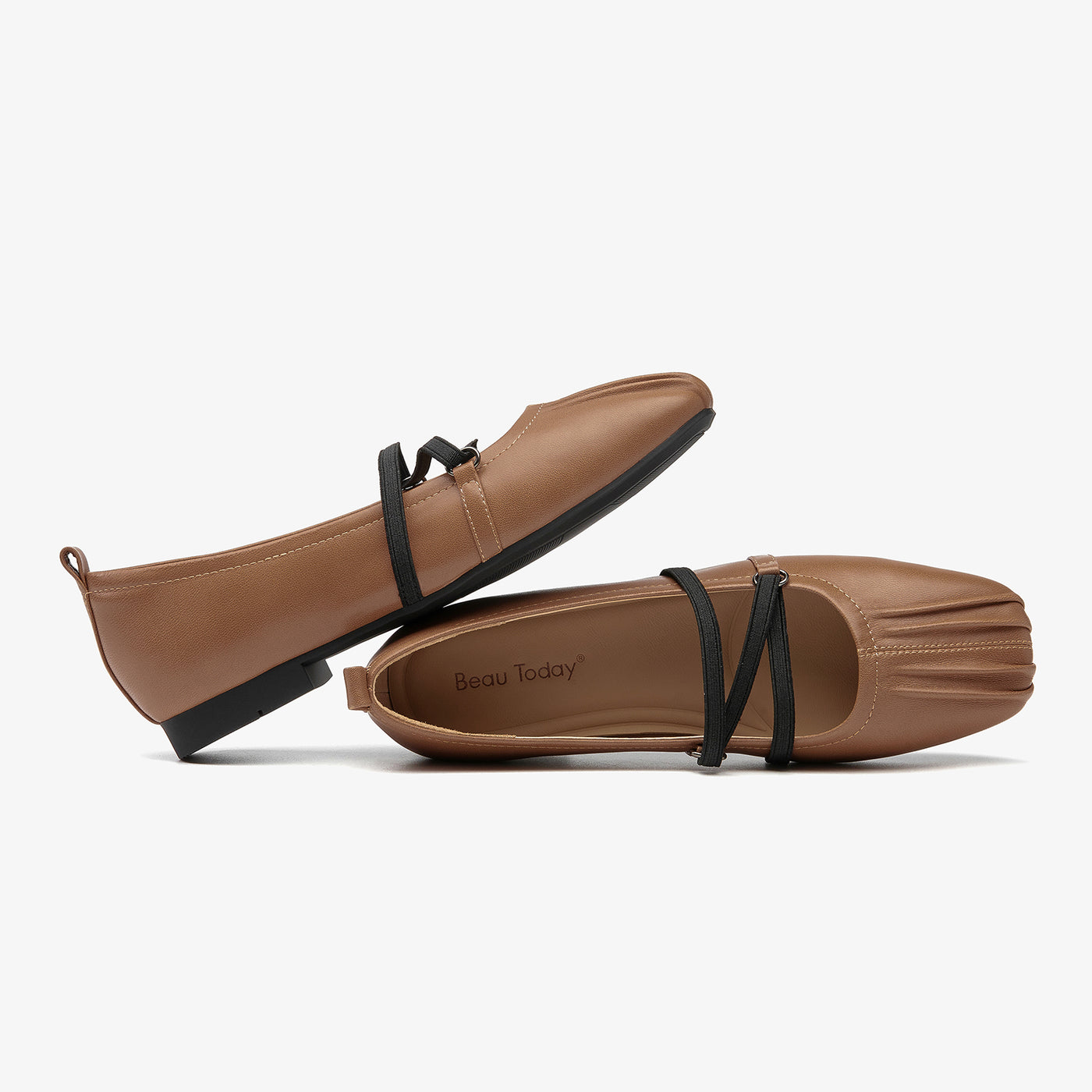 BeauToday Leather Mary Jane Flat With Strap Design for Women