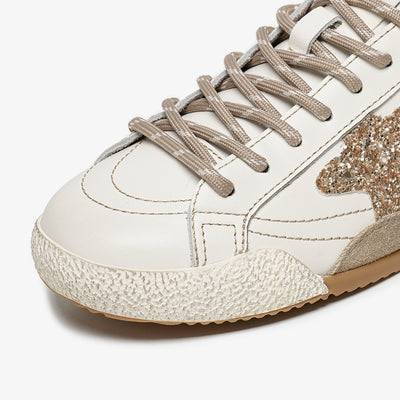 BeauToday Women's Neutral Retro Sneakers with Star Design