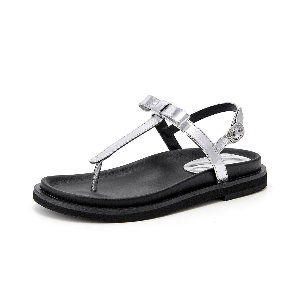 BeauToday Women's Leather Platform Lace Up Flip Flop Sandals for Vacation Style