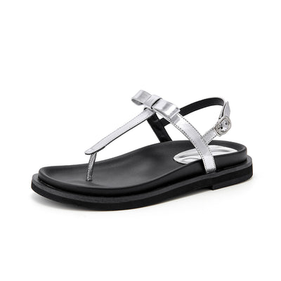 BeauToday Women's Leather Platform Lace Up Flip Flop Sandals for Vacation Style