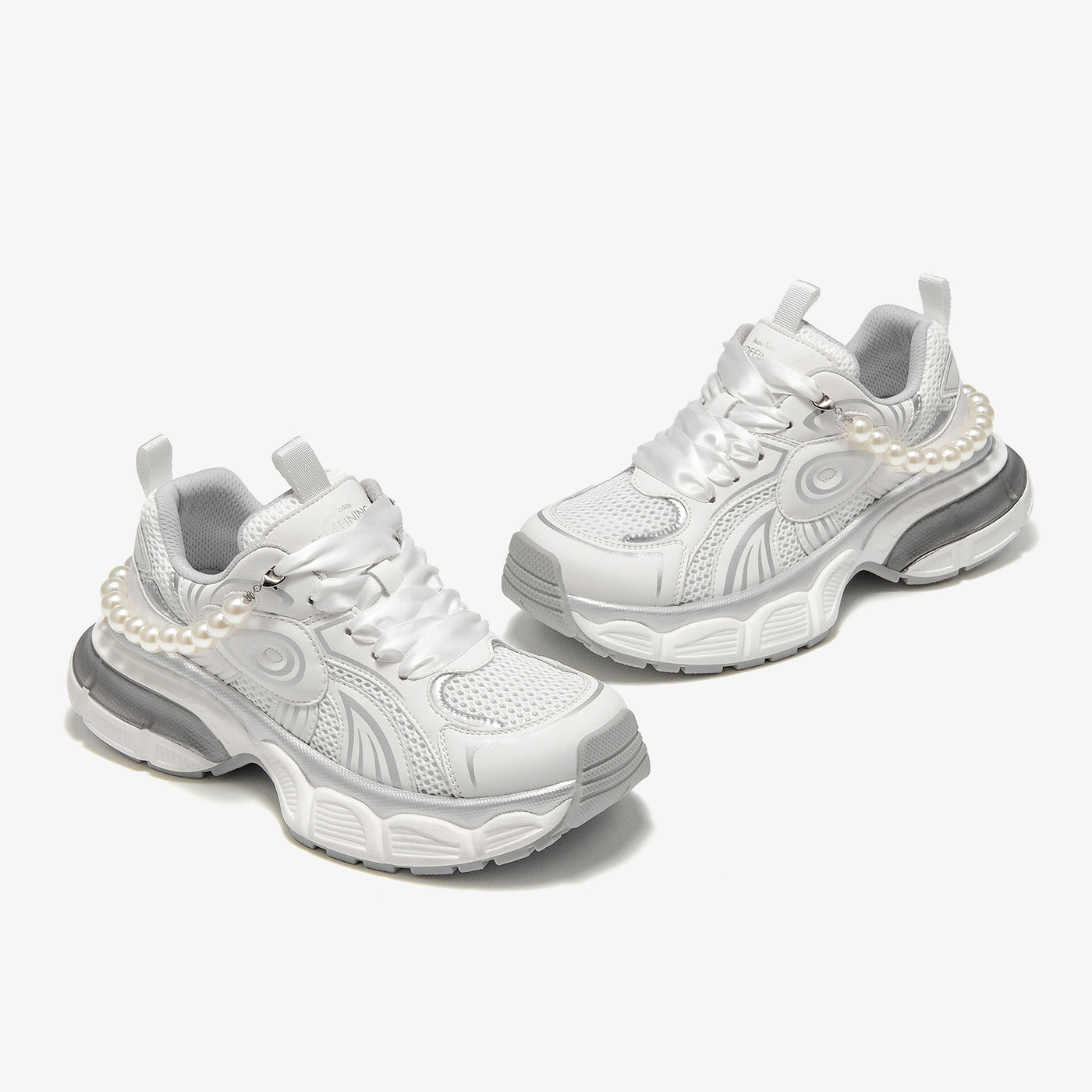 BeauToday  Fashion Casual Chunky Sneakers with Pearl Chain Design for Women