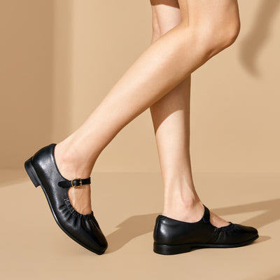 BeauToday Genuine Leather Mary Jane Flats Dressy for Women