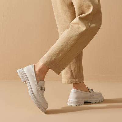 BeauToday Platform Cow Leather Loafers for Women