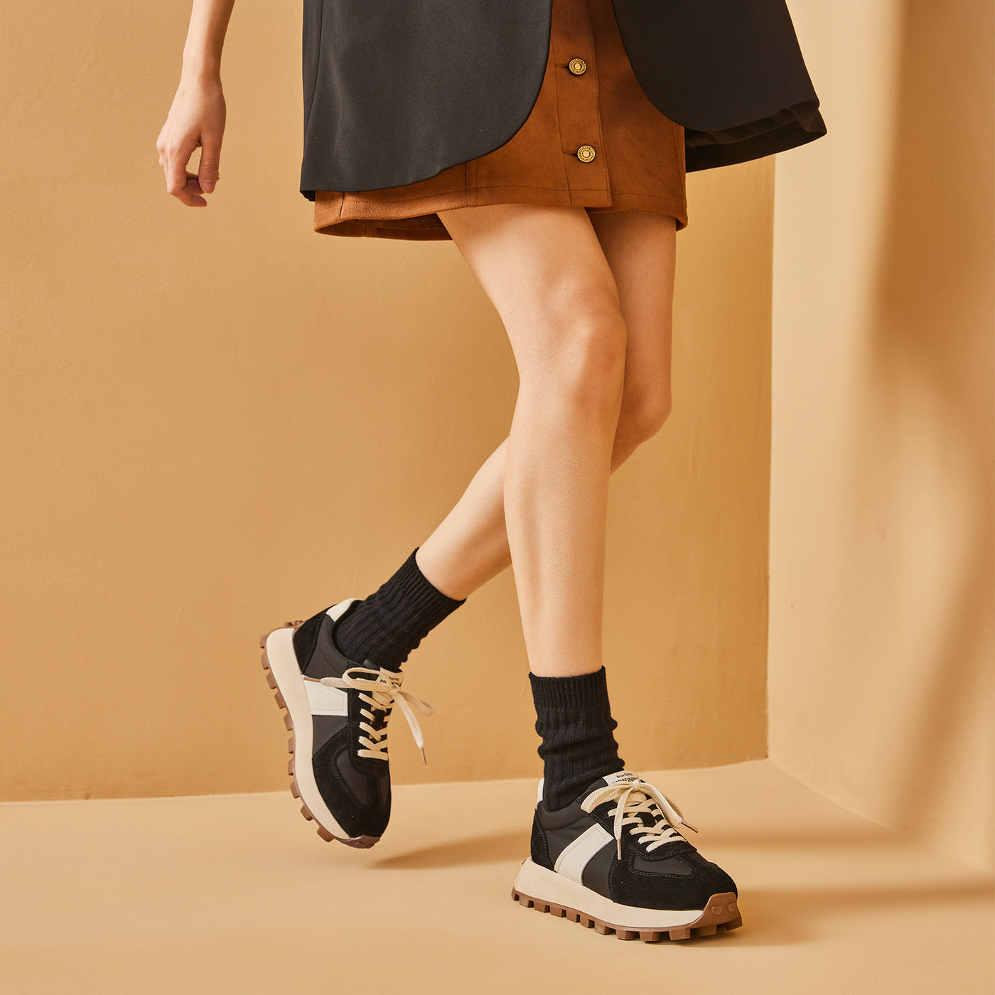 BeauToday Retro Tennis Trainers with Breathable Mesh for Women