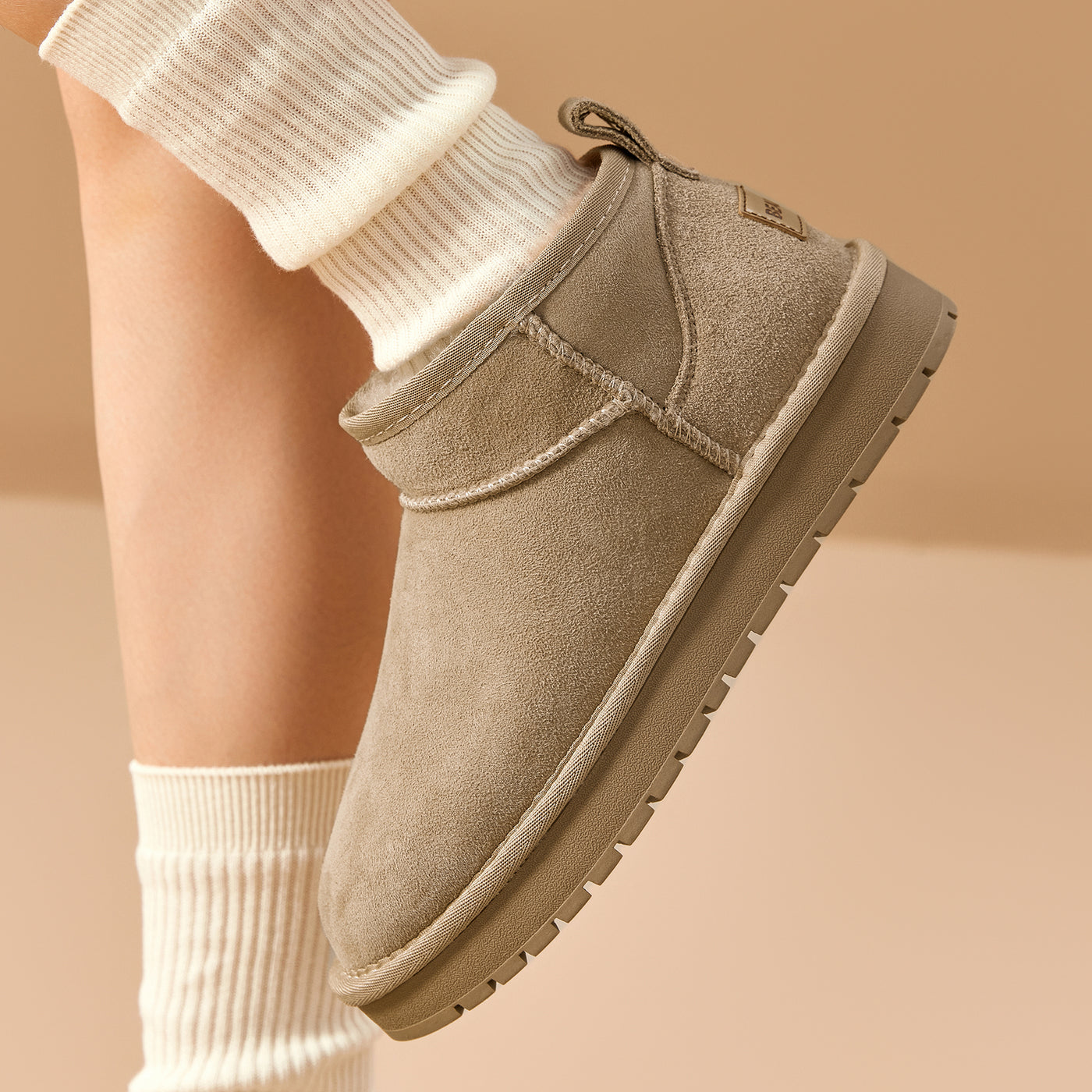 BeauToday Women's Wool Fur Lined  Mini Platform Ankle Boots