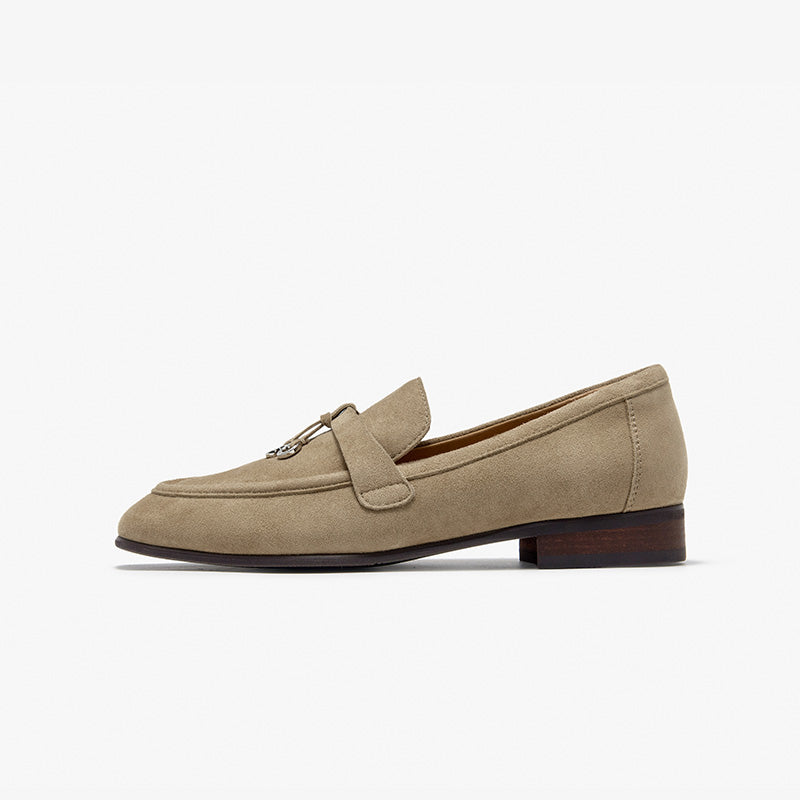 Beautoday Women's Suede Loafers Business Casual Shoes with Slip On, Apricot / US 6.5