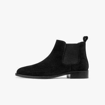 BeauToday Classic Suede Chelsea Boots with Pointed Toe Design Ankle Boots for Womem