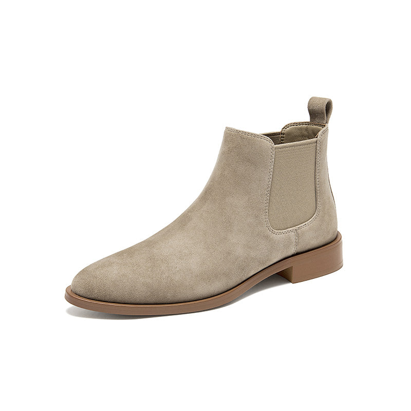BeauToday Classic Suede Chelsea Boots with Pointed Toe Design Ankle Boots for Womem