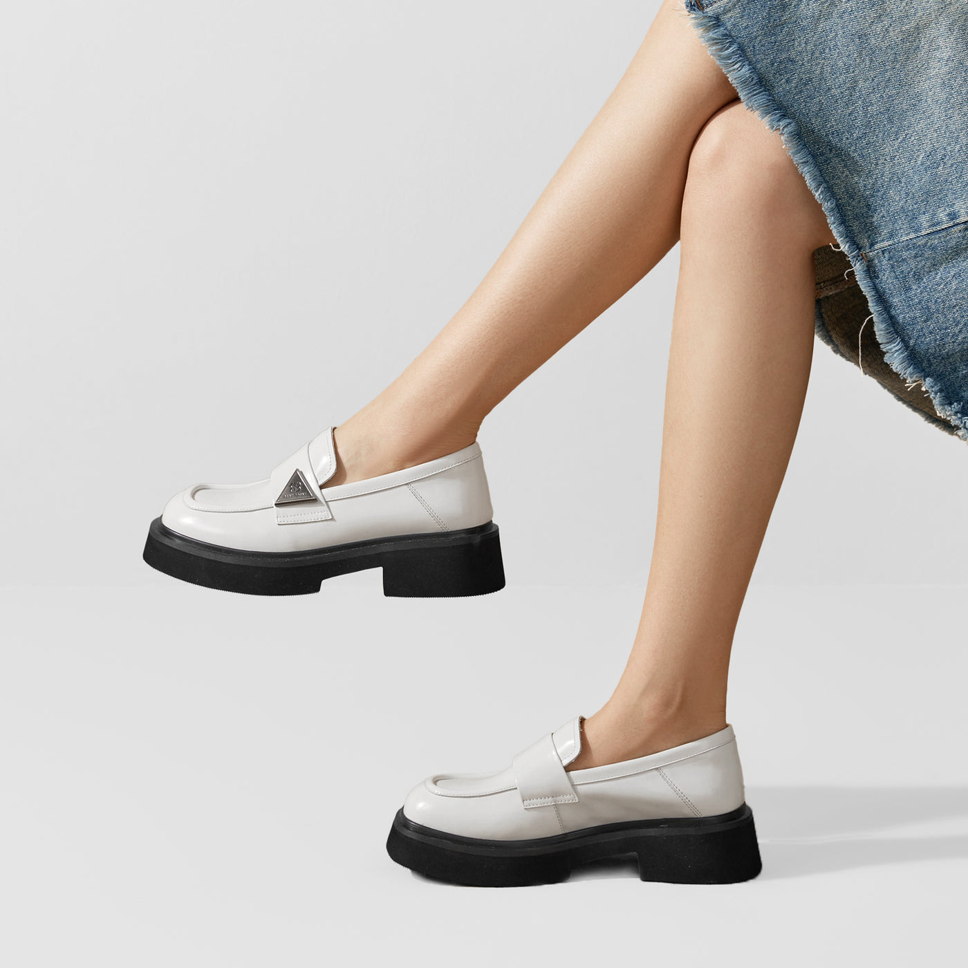 BeauToday Platform Cow Leather Penny Loafers for Women