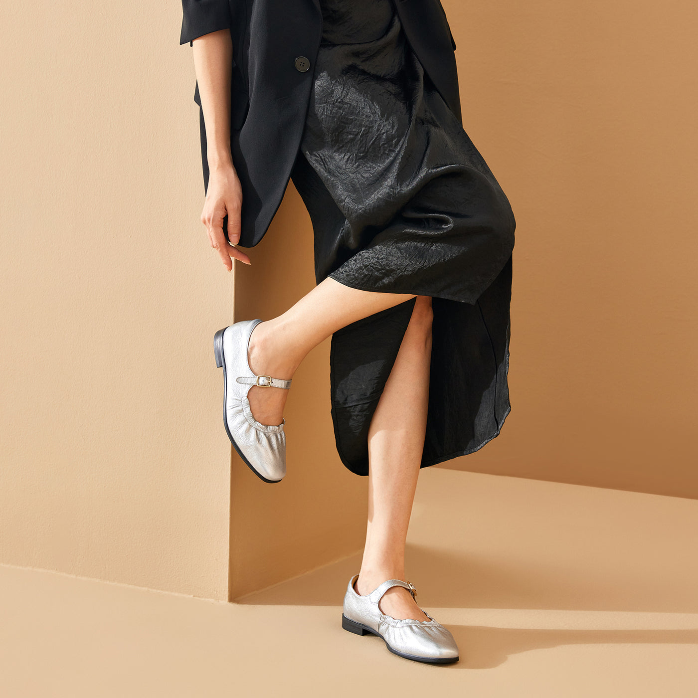 BeauToday Genuine Leather Mary Jane Flats Dressy for Women