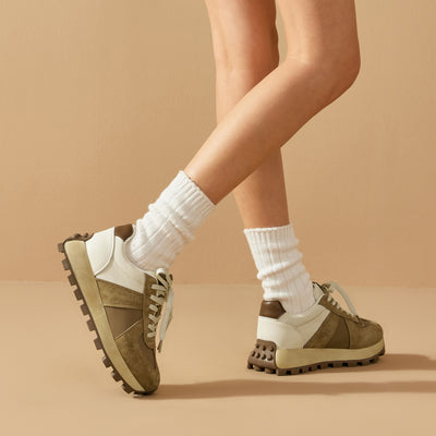 BeauToday Retro Tennis Trainers with Breathable Mesh for Women