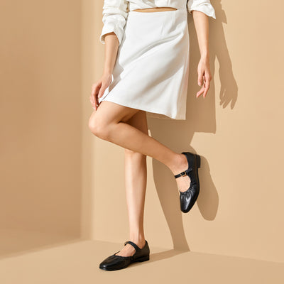 BeauToday Genuine Leather Mary Jane Flats Dressy for Women
