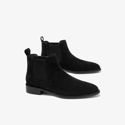 BeauToday Classic Suede Chelsea Boots with Pointed Toe Design Ankle Boots for Womem