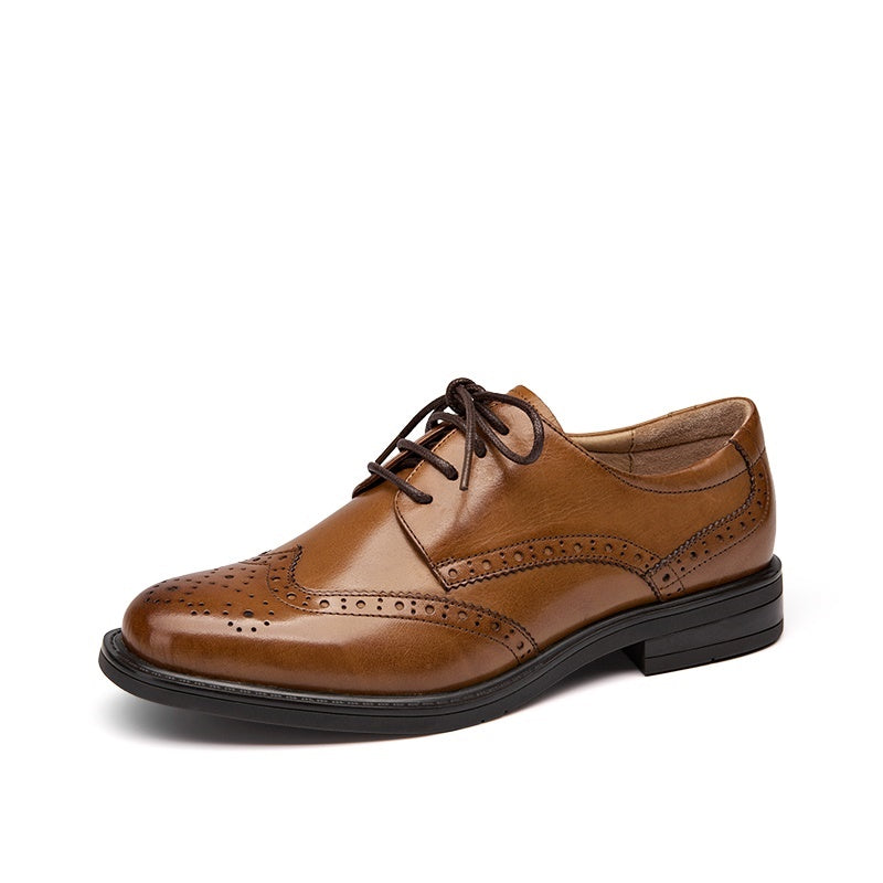 BeauToday Genuine Leather Oxford Shoes Lace Up Brogue Shoes for Women   BEAU TODAY