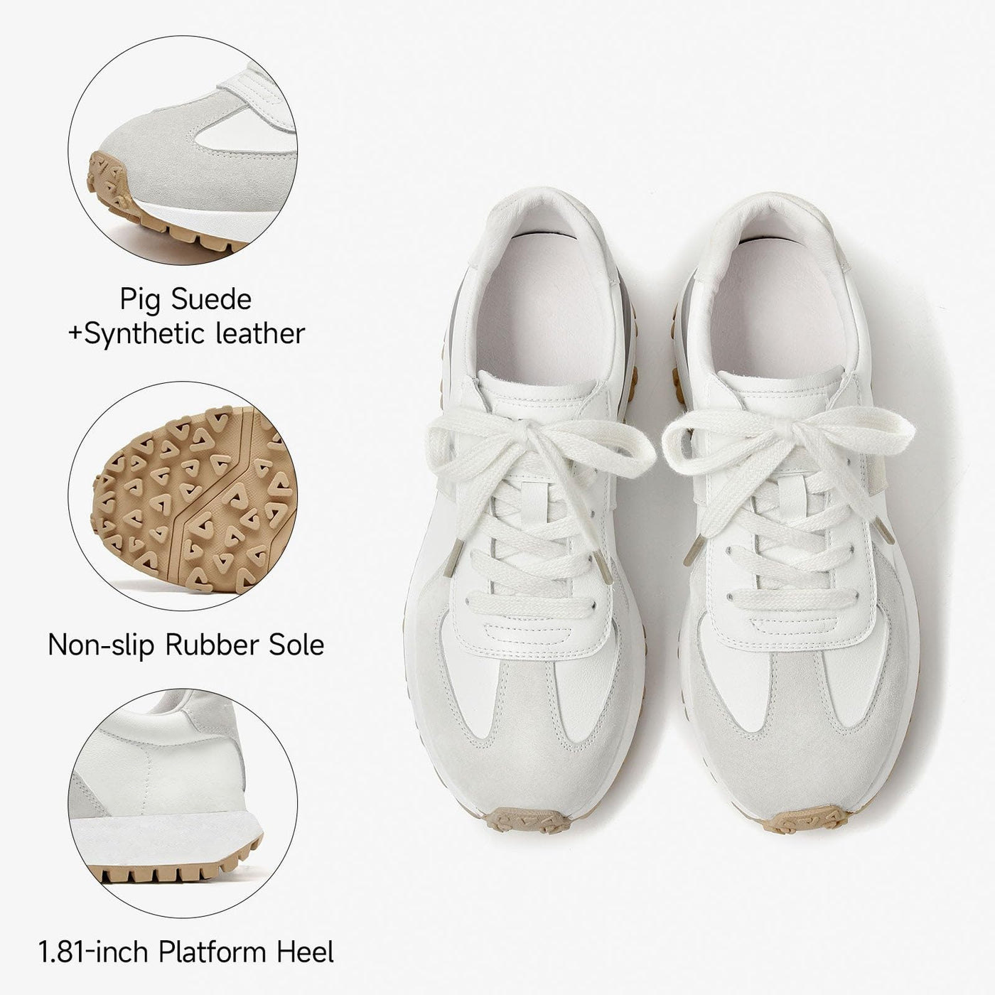 BEAU TODAY Neutral Womens Platform Sneakers