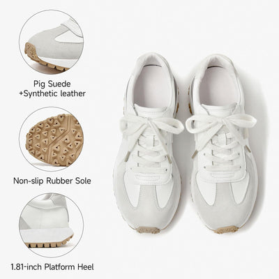 BEAU TODAY Neutral Womens Platform Sneakers