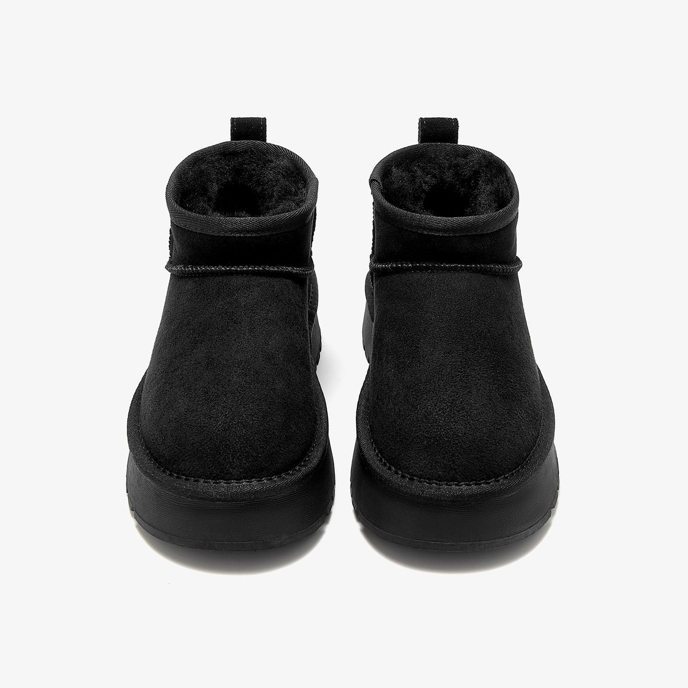 BEAU TODAY Womens Platform  Pull-on Snow Boots with Genuine Sheepskin Mini Boots for Winter