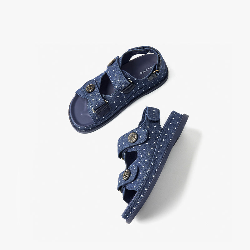 BeauToday 3.5 CM Casual Platform Velcro Denim Sandals for Women