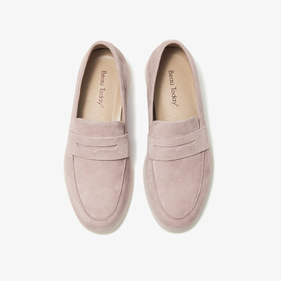 BeauToday Handmade Suede Casual Walk Penny Loafers for Womens