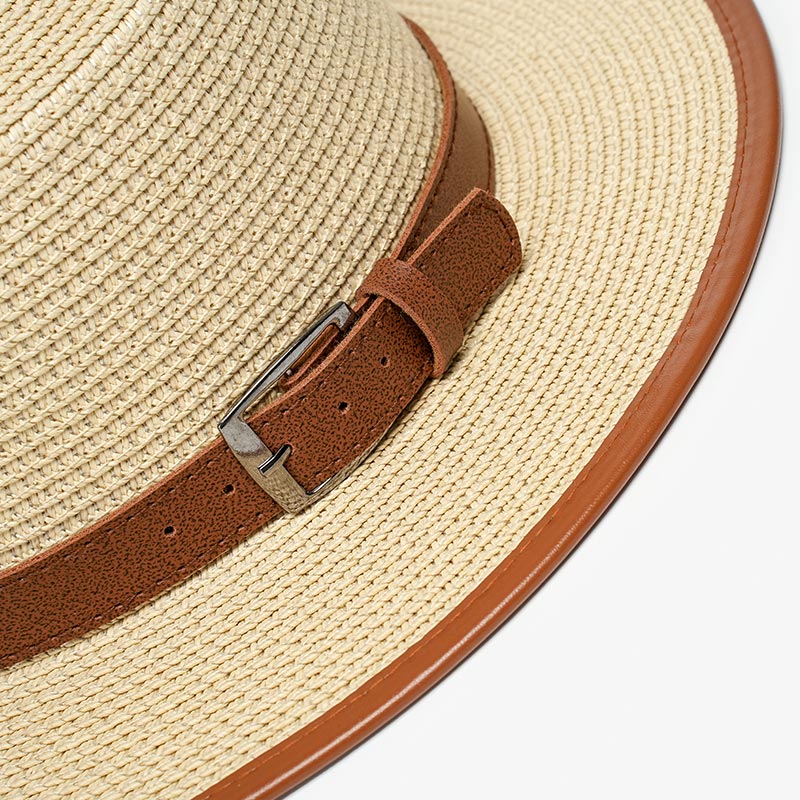 BeauToday Wide Rimmed Brim Straw Hats with Adjustable Strap Decoration for Women