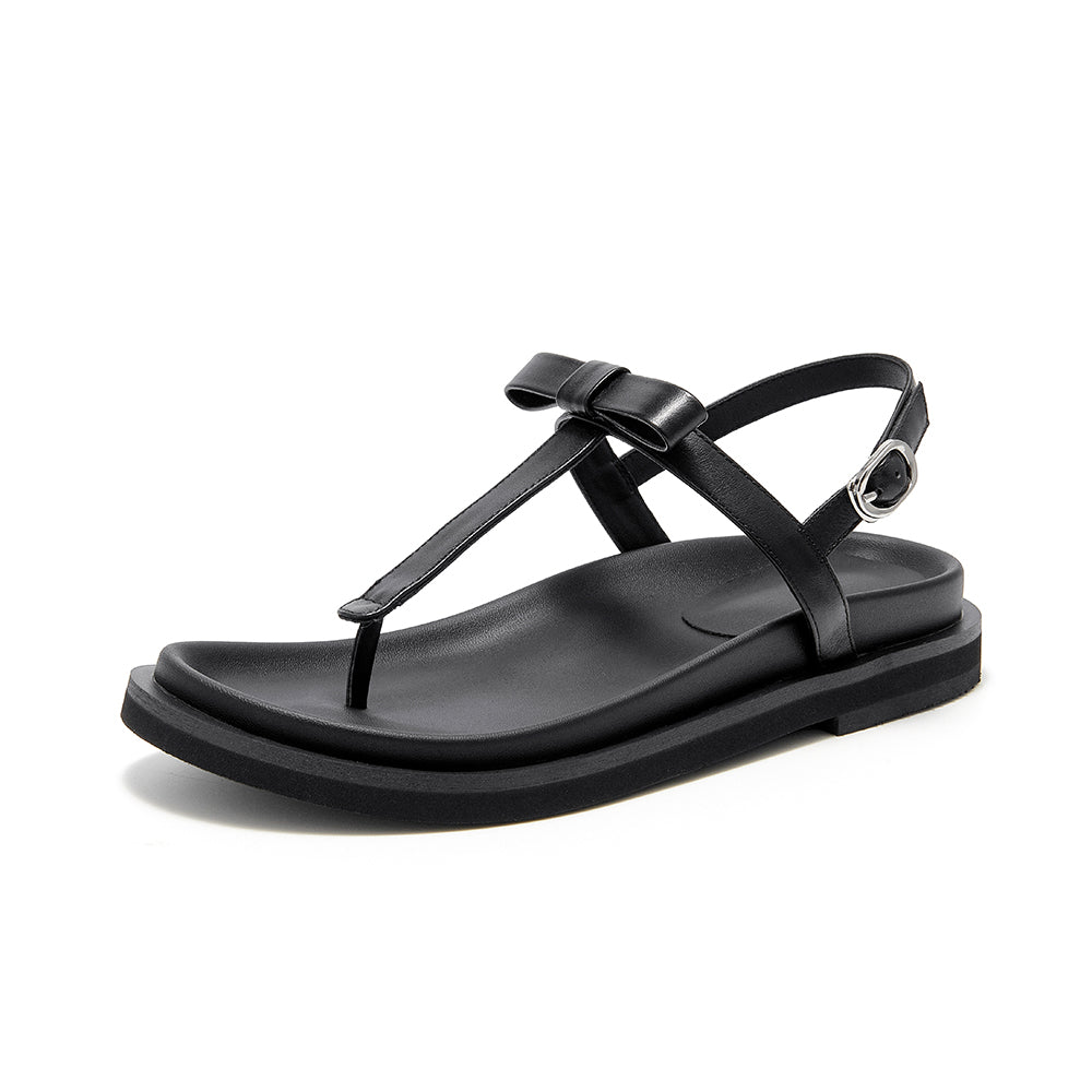 BeauToday Women's Leather Platform Lace Up Flip Flop Sandals for Vacation Style