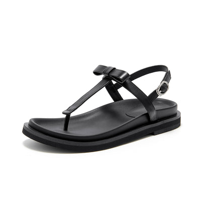 BeauToday Women's Leather Platform Lace Up Flip Flop Sandals for Vacation Style