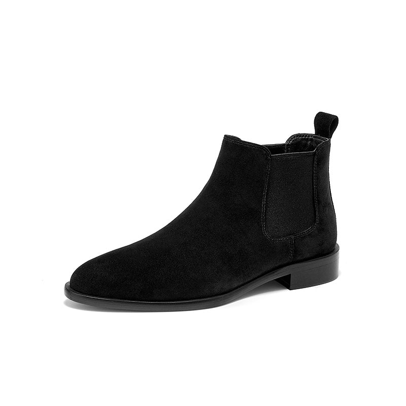 BeauToday Classic Suede Chelsea Boots with Pointed Toe Design Ankle Boots for Womem