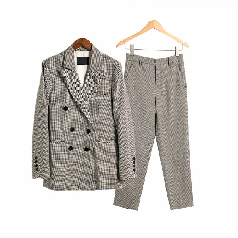 Beau Today Houndstooth Single Button Blazer and Pants Set