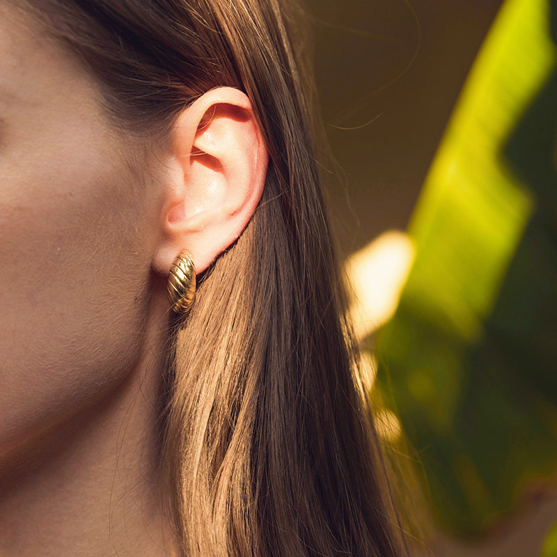 BeauToday 18K Elegant Stud Earrings with Half Moon Design for Women