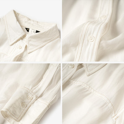 Beau Today Basic Concealed Placket Silk Shirt