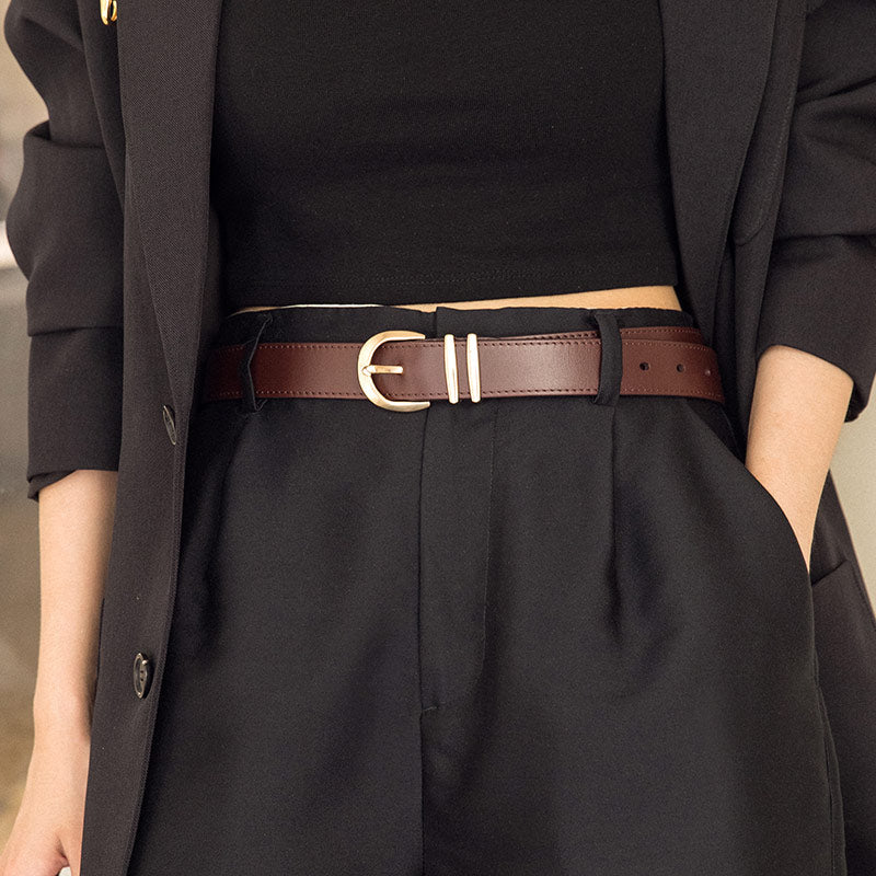 BeauToday Buckle Cow Leather Belt for Women BEAU TODAY