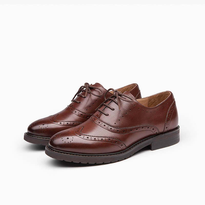 BeauToday Calfskin Classic Wingtip Lace-Up Brogues Shoes for Women BEAU TODAY