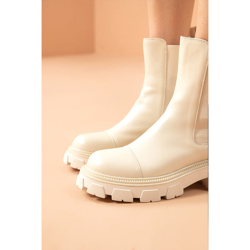 BeauToday Calfskin Platform Chelsea Boots for Women BEAU TODAY