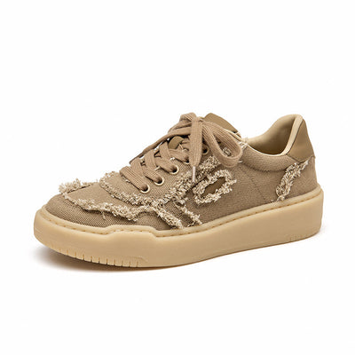 BeauToday Casual Frayed Trim Canvas Sneaker for Women BEAU TODAY