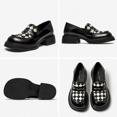 BeauToday Checkered Loafers for Women BEAU TODAY