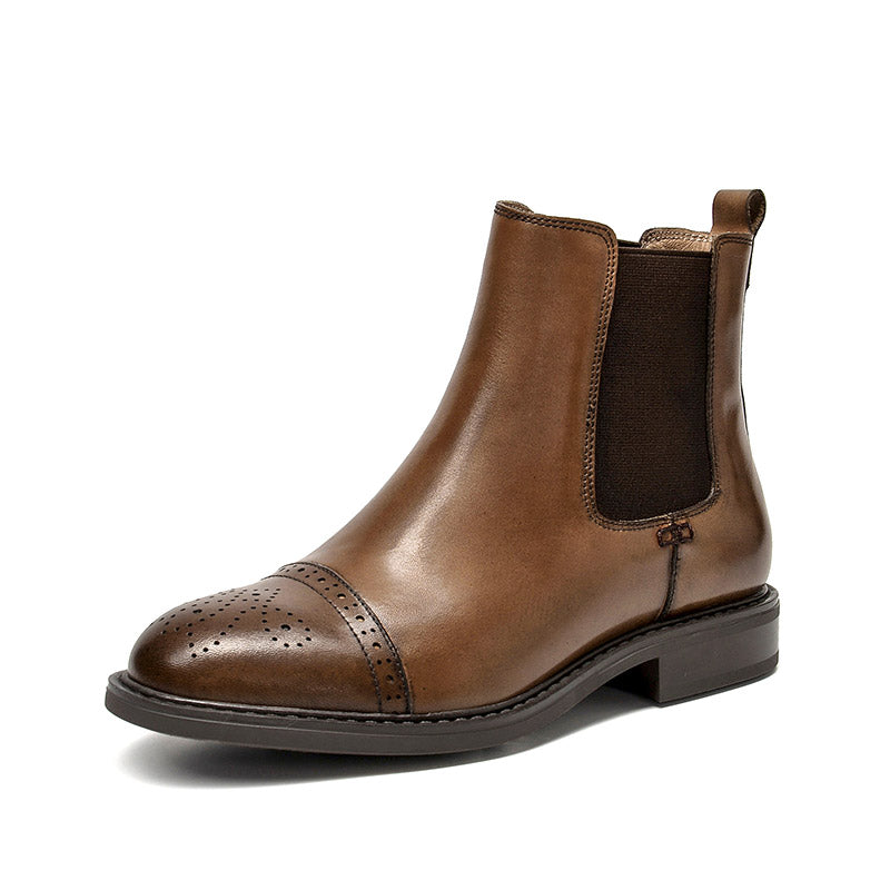 BeauToday Chelsea Boots for Women with Brogue Design BEAU TODAY