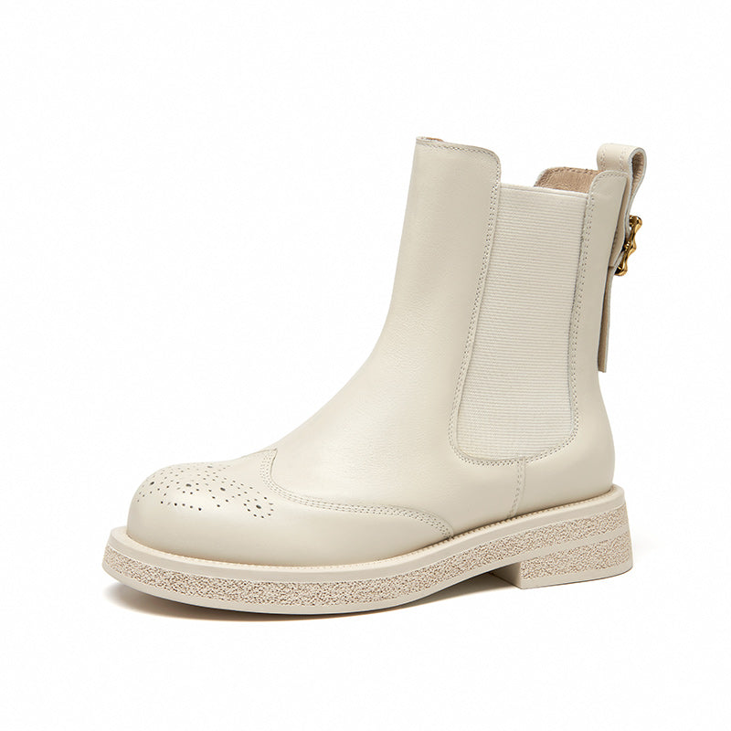 BeauToday Chelsea Boots for Women with Brogue Fretwork BEAU TODAY
