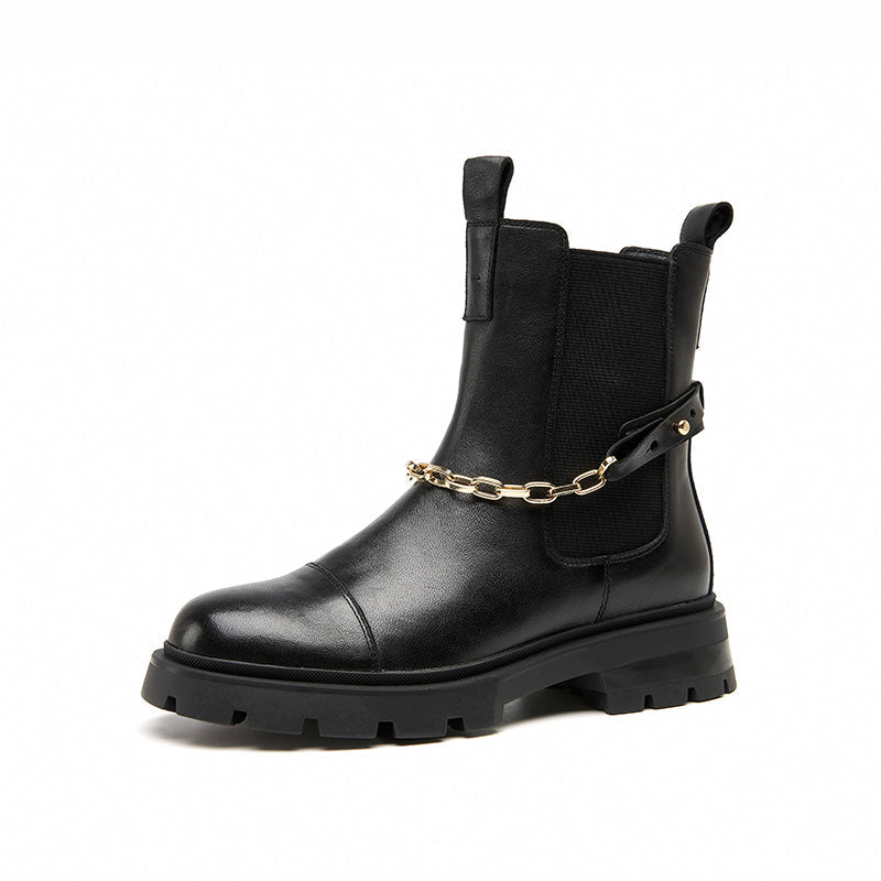 BeauToday Chelsea Boots for Women with Metal Chain Decor BEAU TODAY