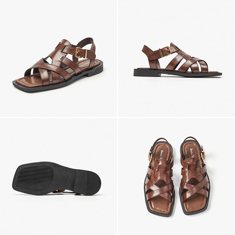 BeauToday Crossed-over Gladiator Sandals for Women – BEAU TODAY