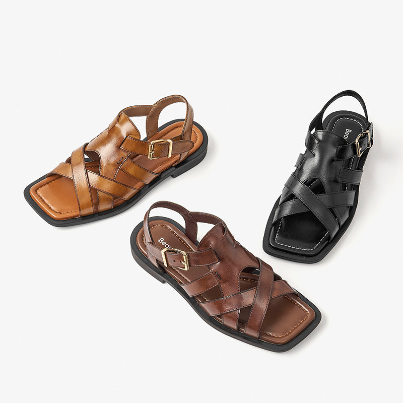BeauToday Crossed-over Gladiator Sandals for Women BEAU TODAY
