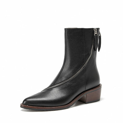 BeauToday Curved Zipper Ankle Boots for Women BEAU TODAY