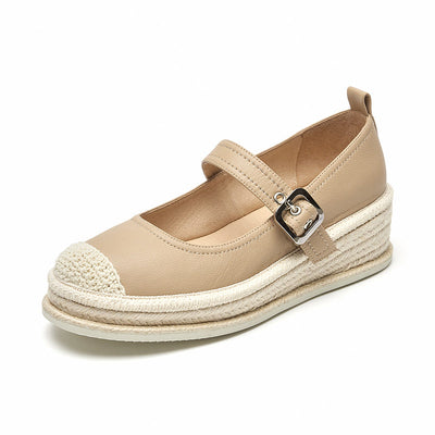 BeauToday Espadrilles Cow Leather Fisherman Shoes for Women BEAU TODAY