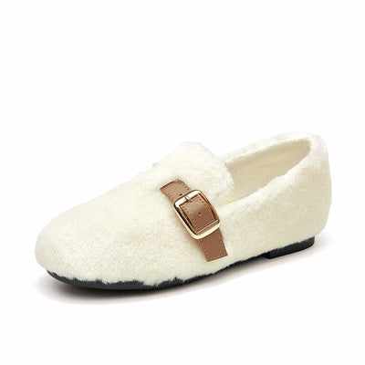 BeauToday Flat Buckle Wool Shoes for Women BEAU TODAY