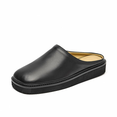 BeauToday Genuine Leather Black Mules for Women BEAU TODAY