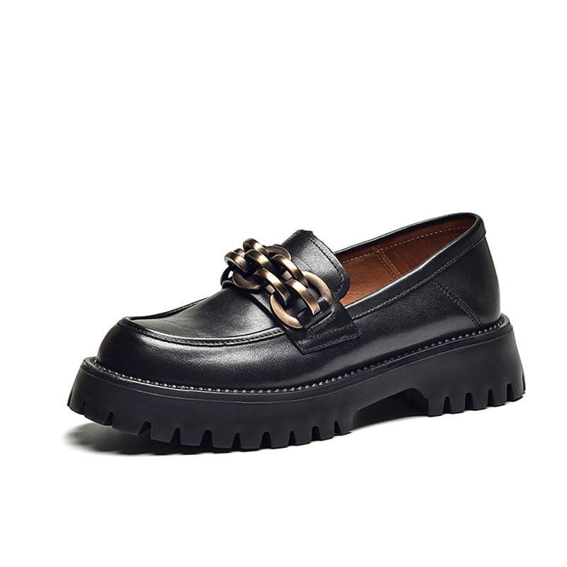 BeauToday Leather Chunky Loafers for Women BEAU TODAY